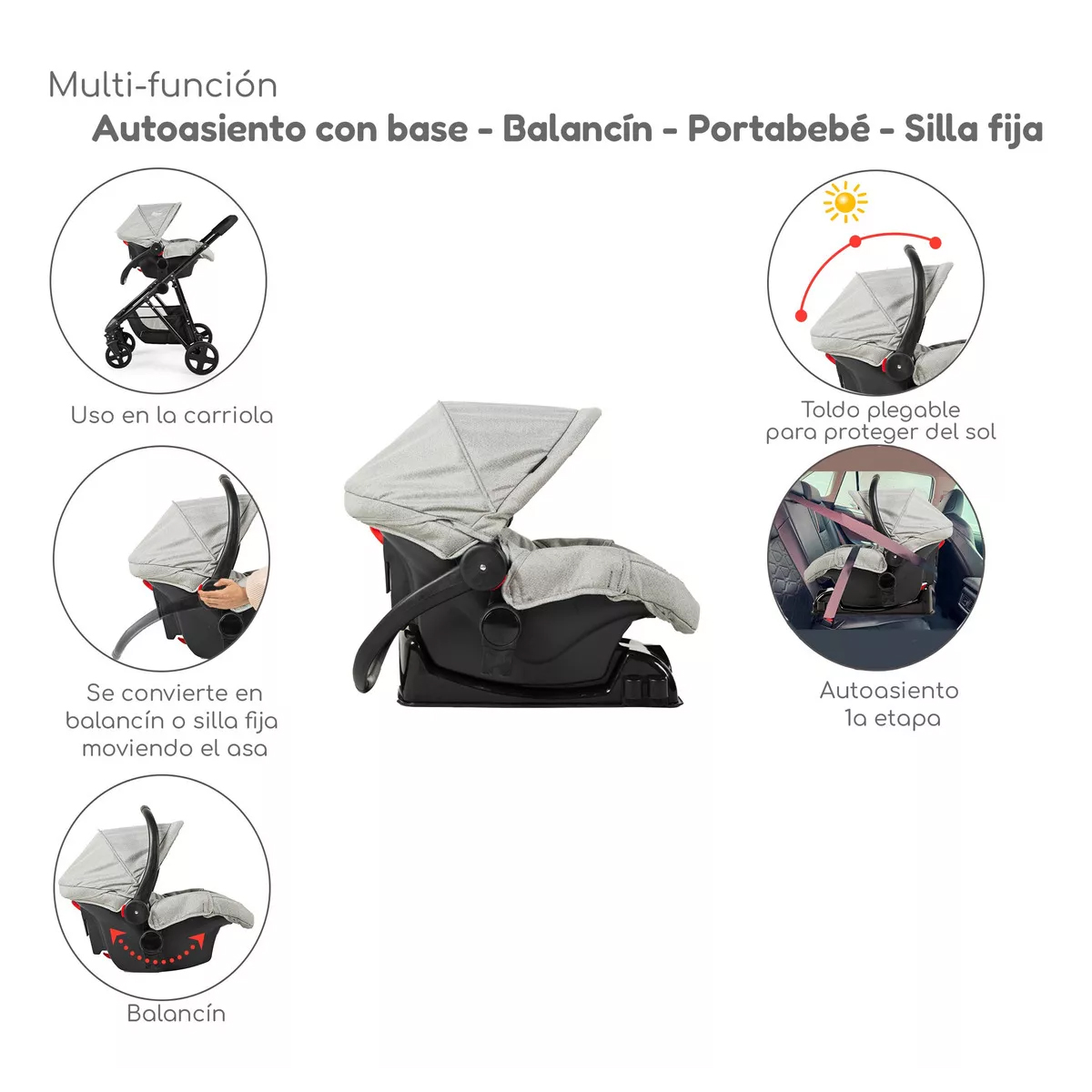 Carriola D Bebe Sistema De Viaje Travel System Prince Con Autoasiento Gris