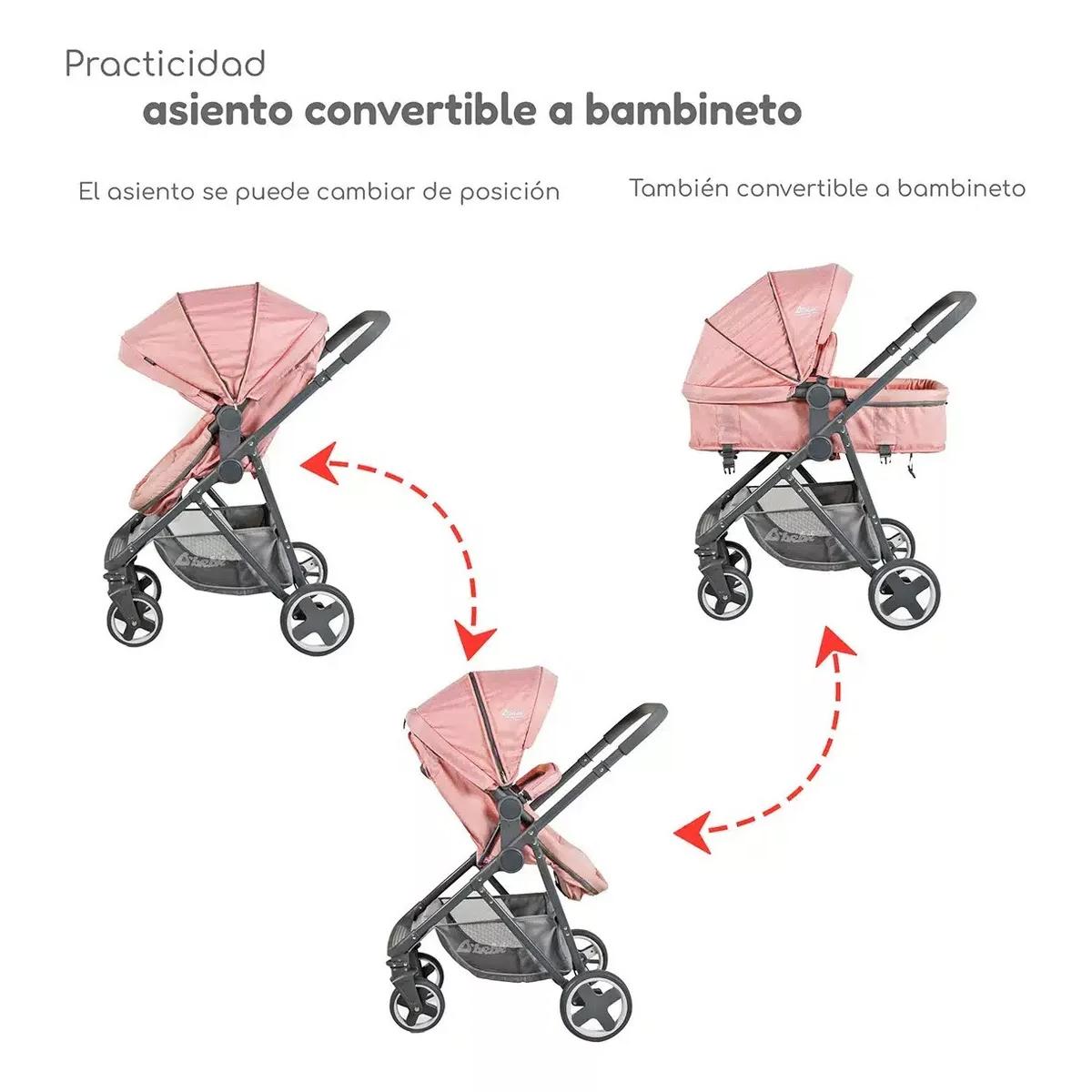 Carriola D Bebe Sistema De Viaje Travel System Prince Con Autoasiento Rosa