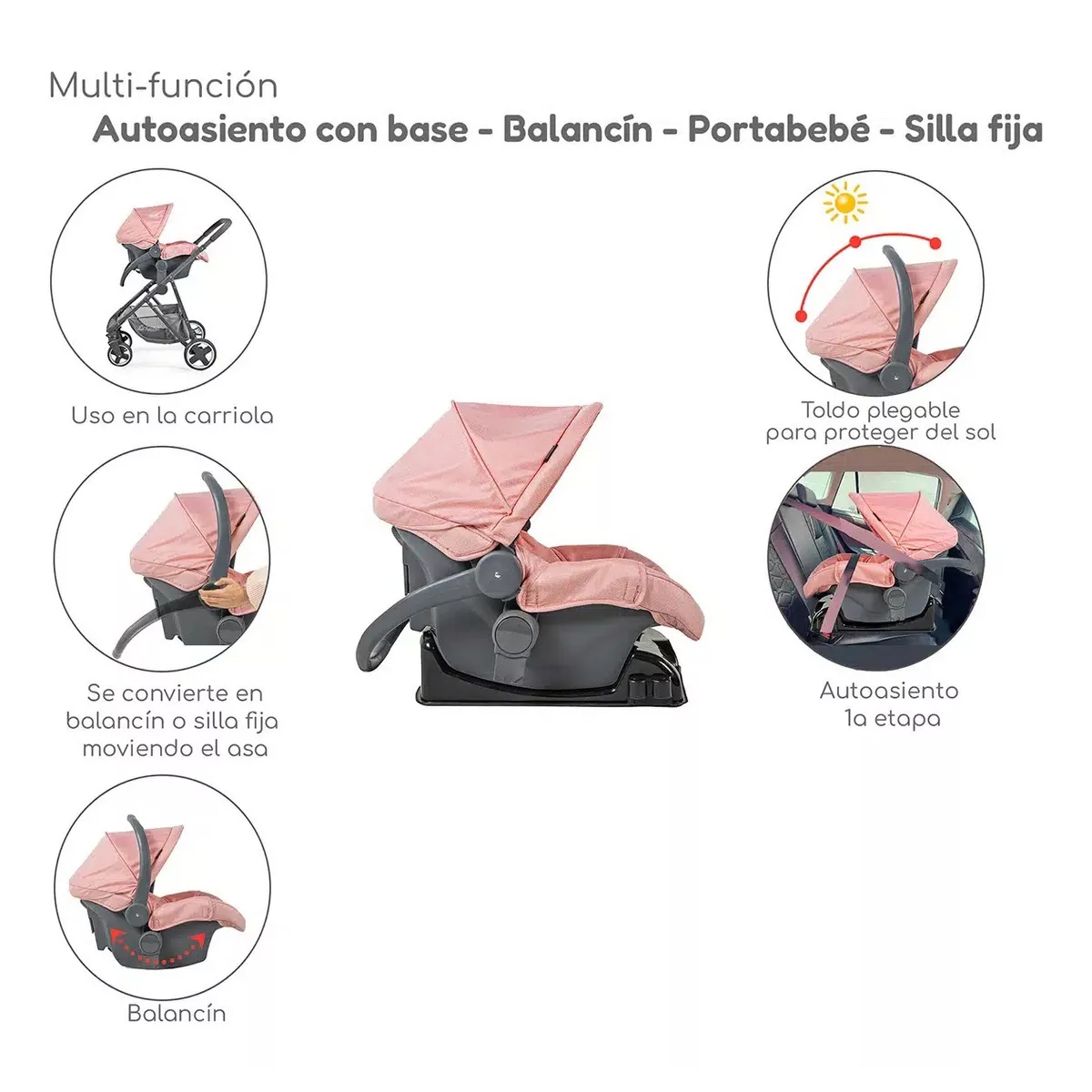 Carriola D Bebe Sistema De Viaje Travel System Prince Con Autoasiento Rosa