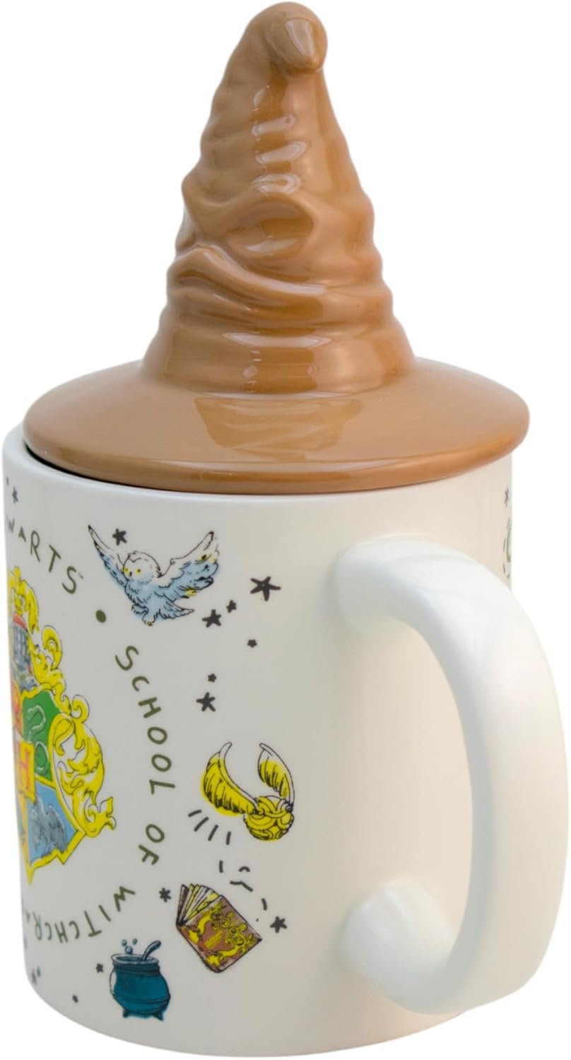 Harry Potter  Tarro Hogwarts Taza Tapa 3D Sombrero seleccionador Ceramica capacidad 532ML