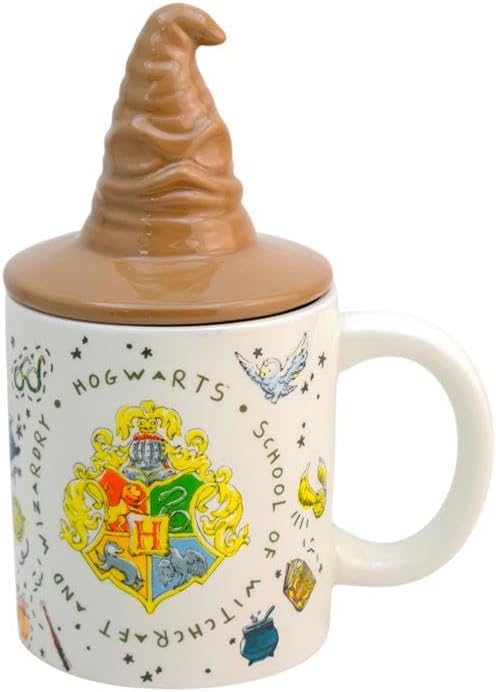 Harry Potter  Tarro Hogwarts Taza Tapa 3D Sombrero seleccionador Ceramica capacidad 532ML