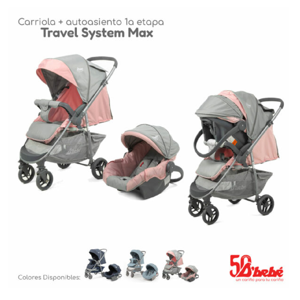 Carriola Compacta Para Bebé D Bebe Max Travel System Max Rosa
