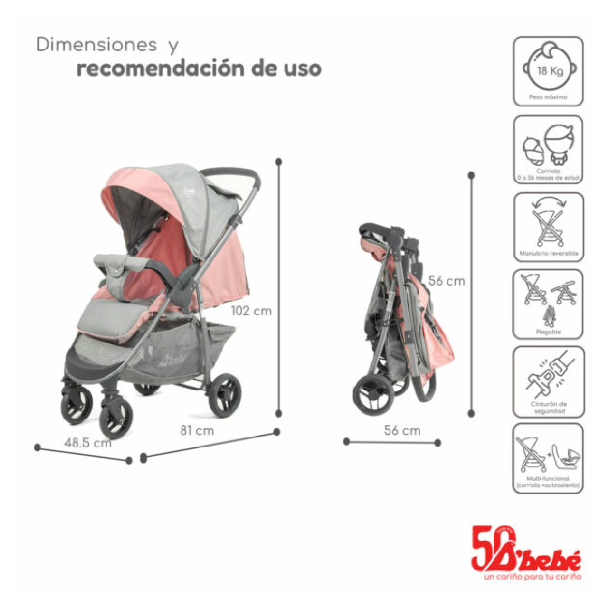 Carriola Compacta Para Bebé D Bebe Max Travel System Max Rosa