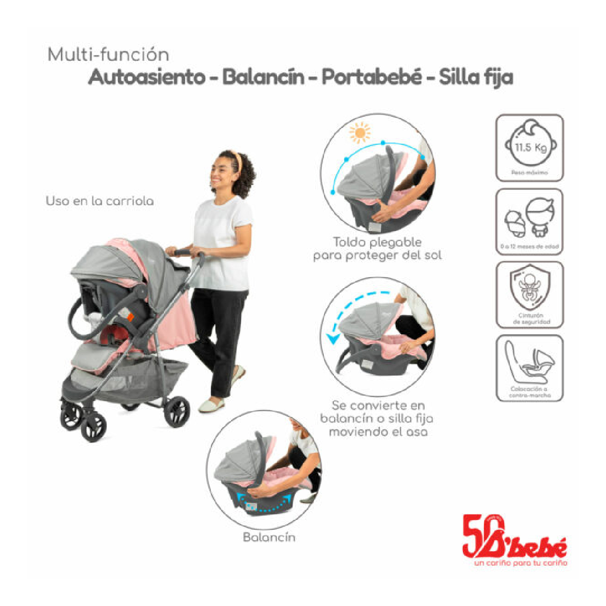 Carriola Compacta Para Bebé D Bebe Max Travel System Max Rosa