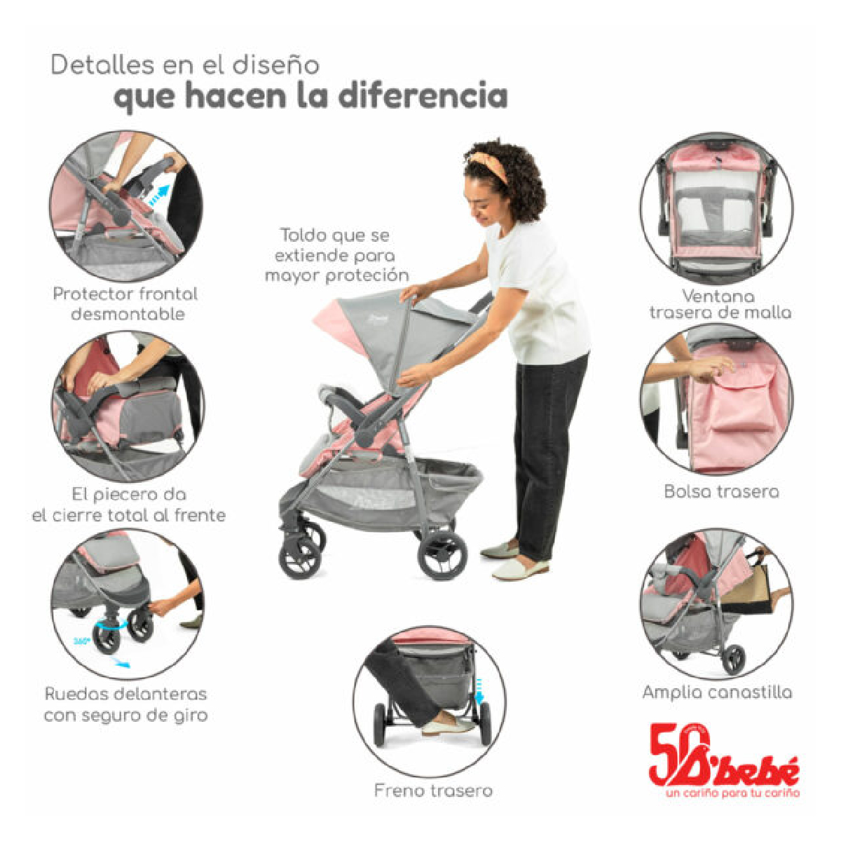 Carriola Compacta Para Bebé D Bebe Max Travel System Max Rosa