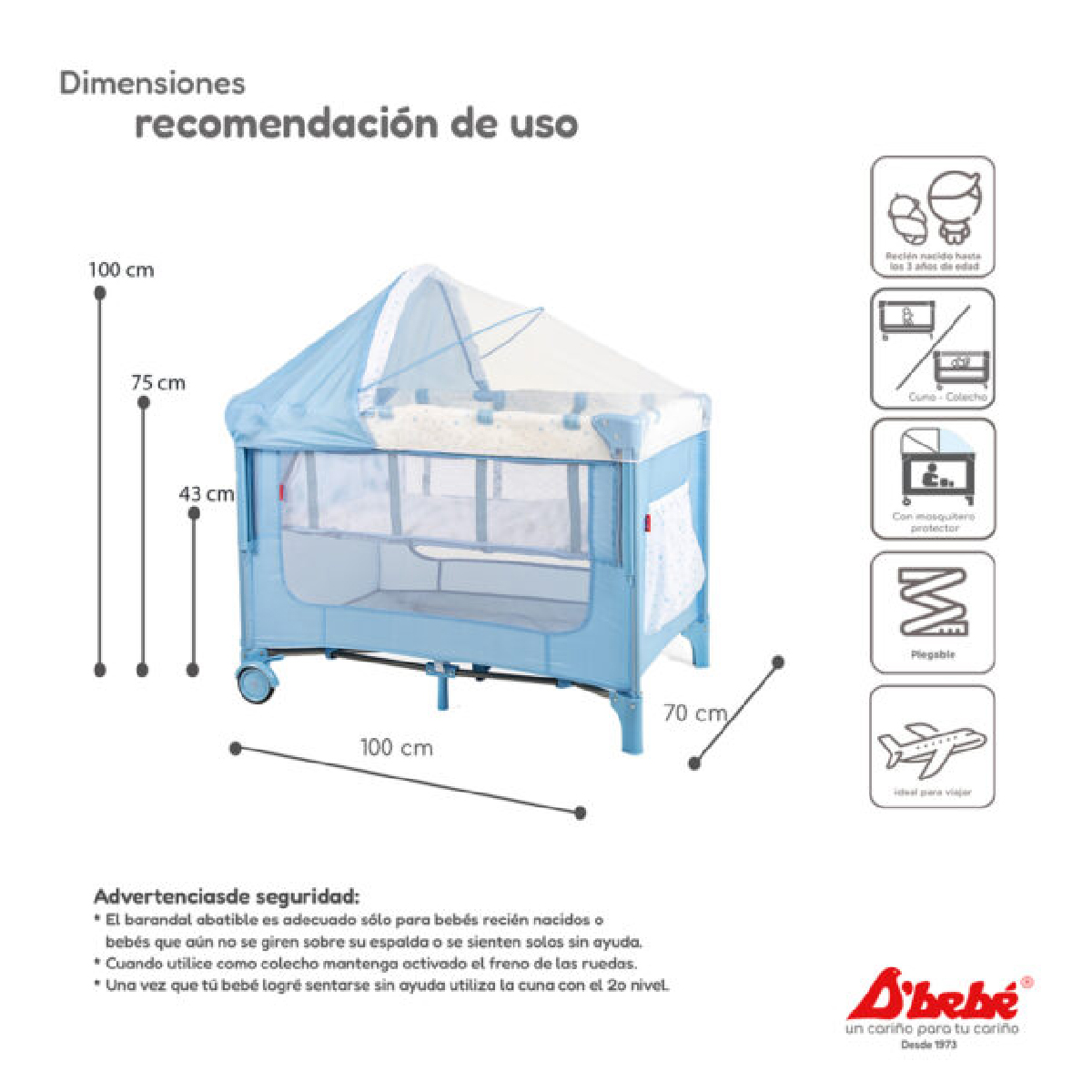 Cuna Colecho Debebe Love & Care Azul