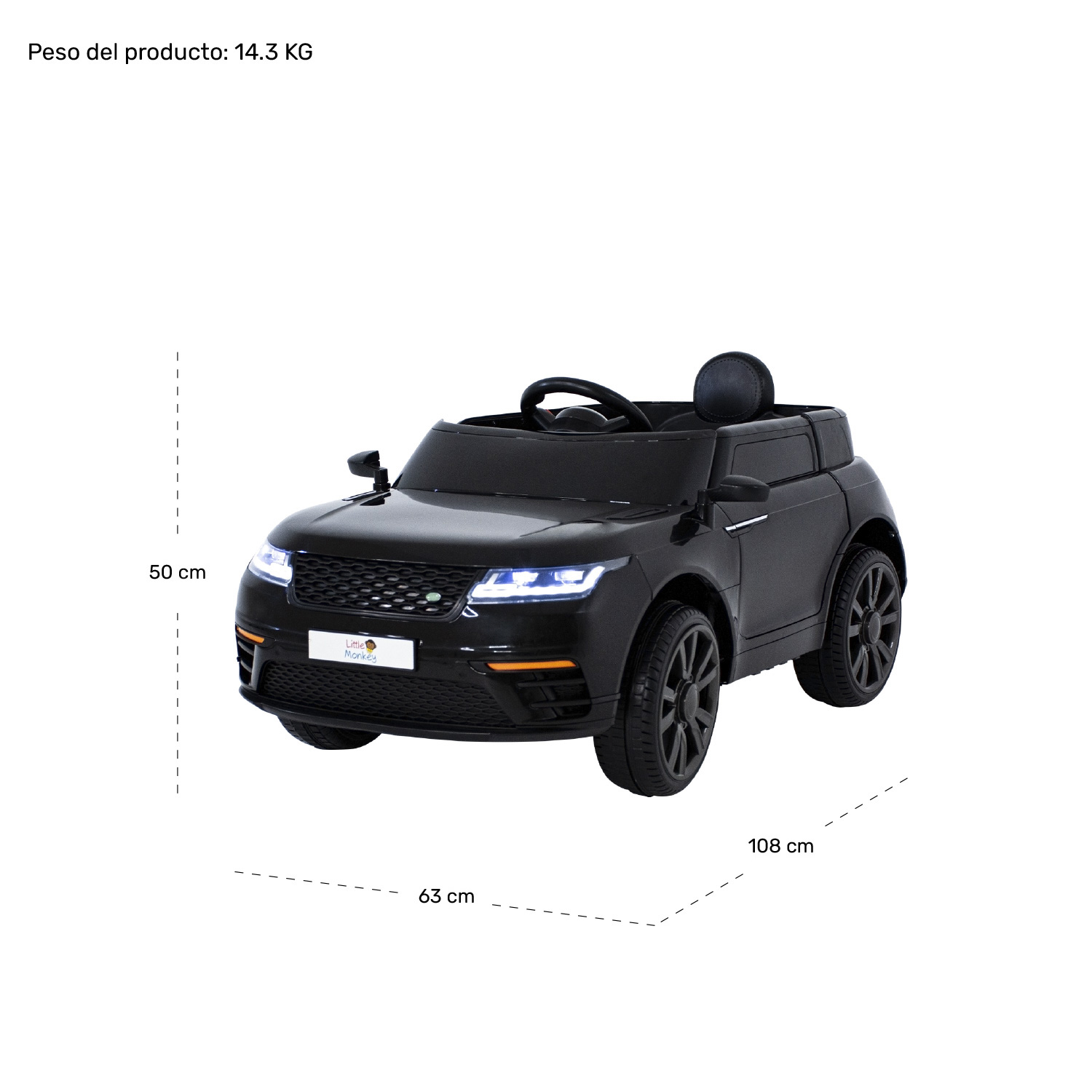 Carro Montable Camioneta Electrica 12v Mp3 Control Remoto Negro Little Monkey