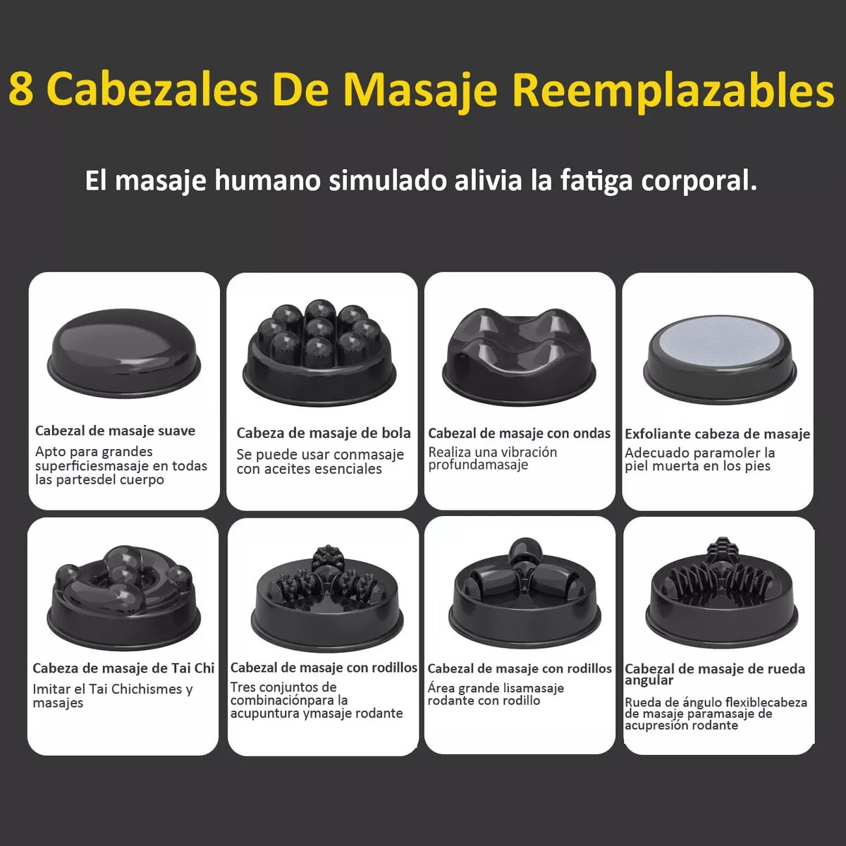 Masajeador Eléctrico, Masajeadores Electricos Espalda, 5 Modos,6 Velocidades y 6 Cabezales 