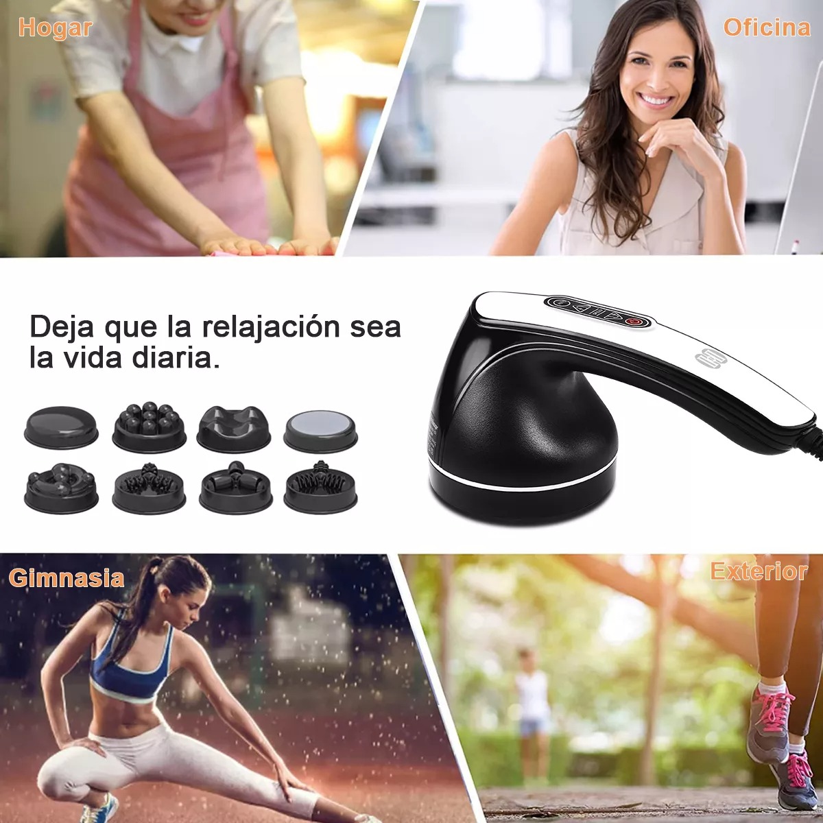 Masajeador Eléctrico, Masajeadores Electricos Espalda, 5 Modos,6 Velocidades y 6 Cabezales 
