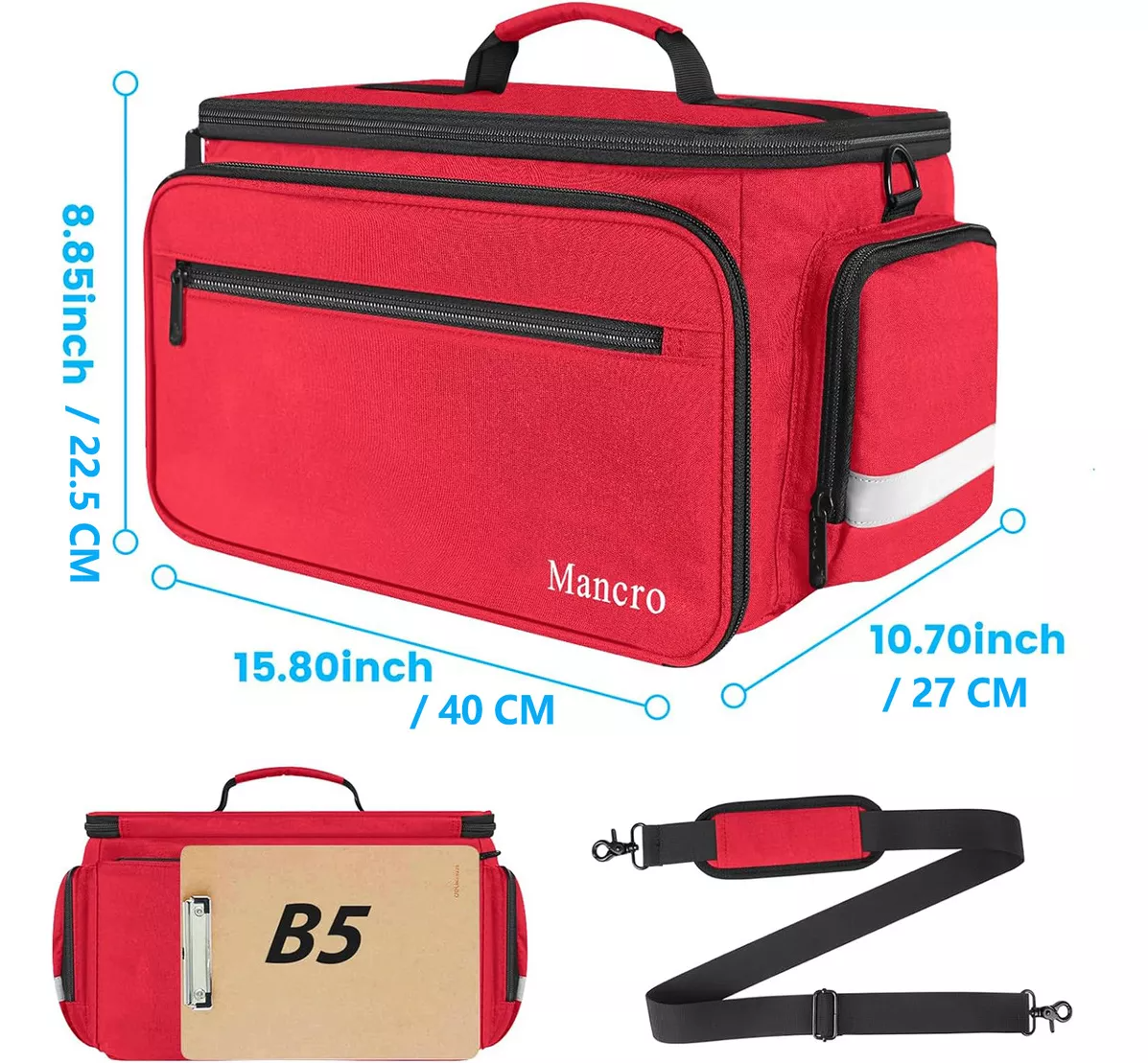 Botiquin De Primeros Auxilios Multi-Compartimentos Mancro Botiquin Impermeable Botiquin Portatil Con Bandolera Desmontable Color Rojo 1232