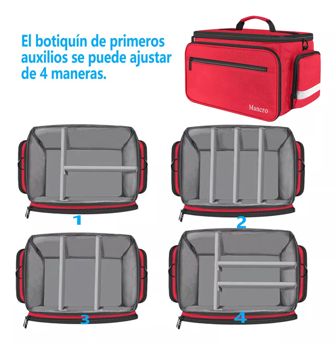 Botiquin De Primeros Auxilios Multi-Compartimentos Mancro Botiquin Impermeable Botiquin Portatil Con Bandolera Desmontable Color Rojo 1232