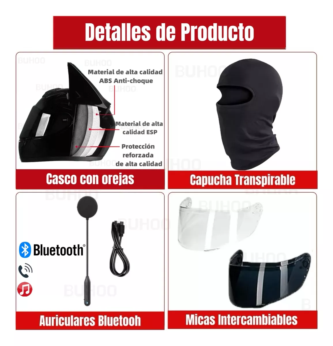 Casco Moto Mujer  NEGRO, Con Orejas De Gato Doble Micas Certificado