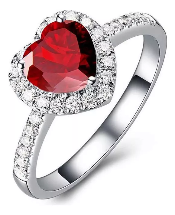 Anillo Compromiso Promesa Circonia Corazón Rosa Estuche