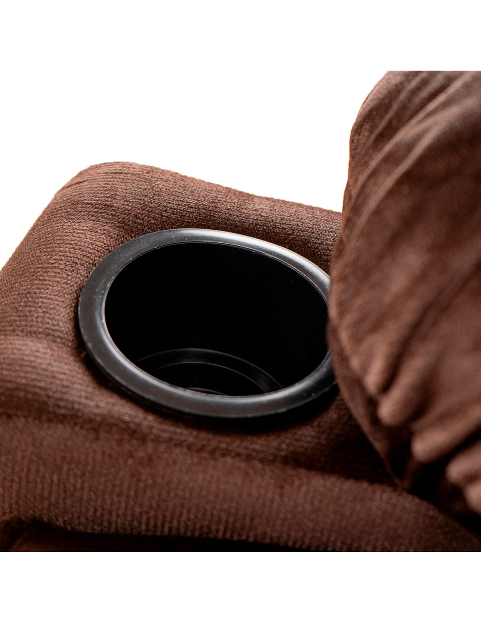 Sofá Reclinable Sara Con 2 Porta Vasos y 3 Posiciones, Café