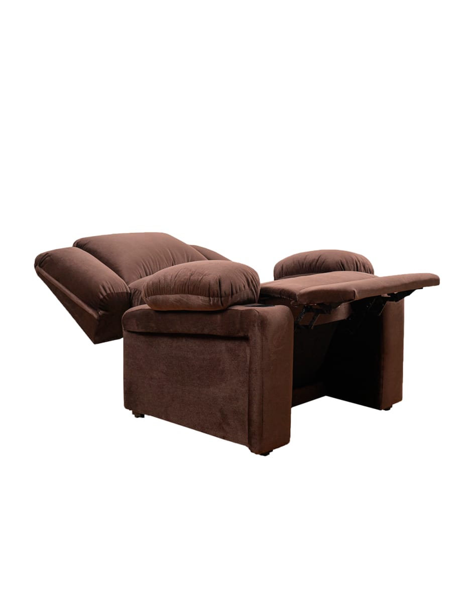 Sofá Reclinable Sara Con 2 Porta Vasos y 3 Posiciones, Café
