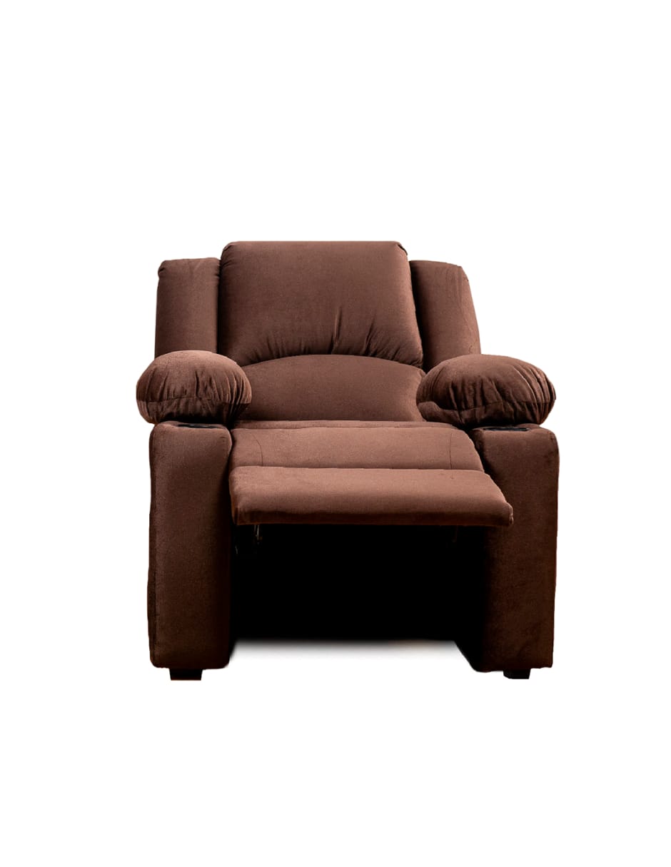 Sofá Reclinable Sara Con 2 Porta Vasos y 3 Posiciones, Café