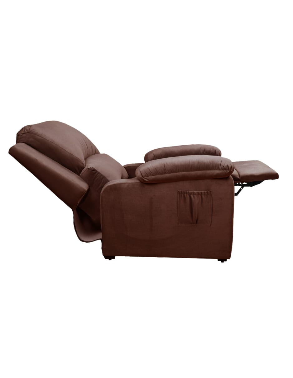 Sillón Reclinable Boston con 3 Posiciones y Bolsillo Lateral, Chocolate