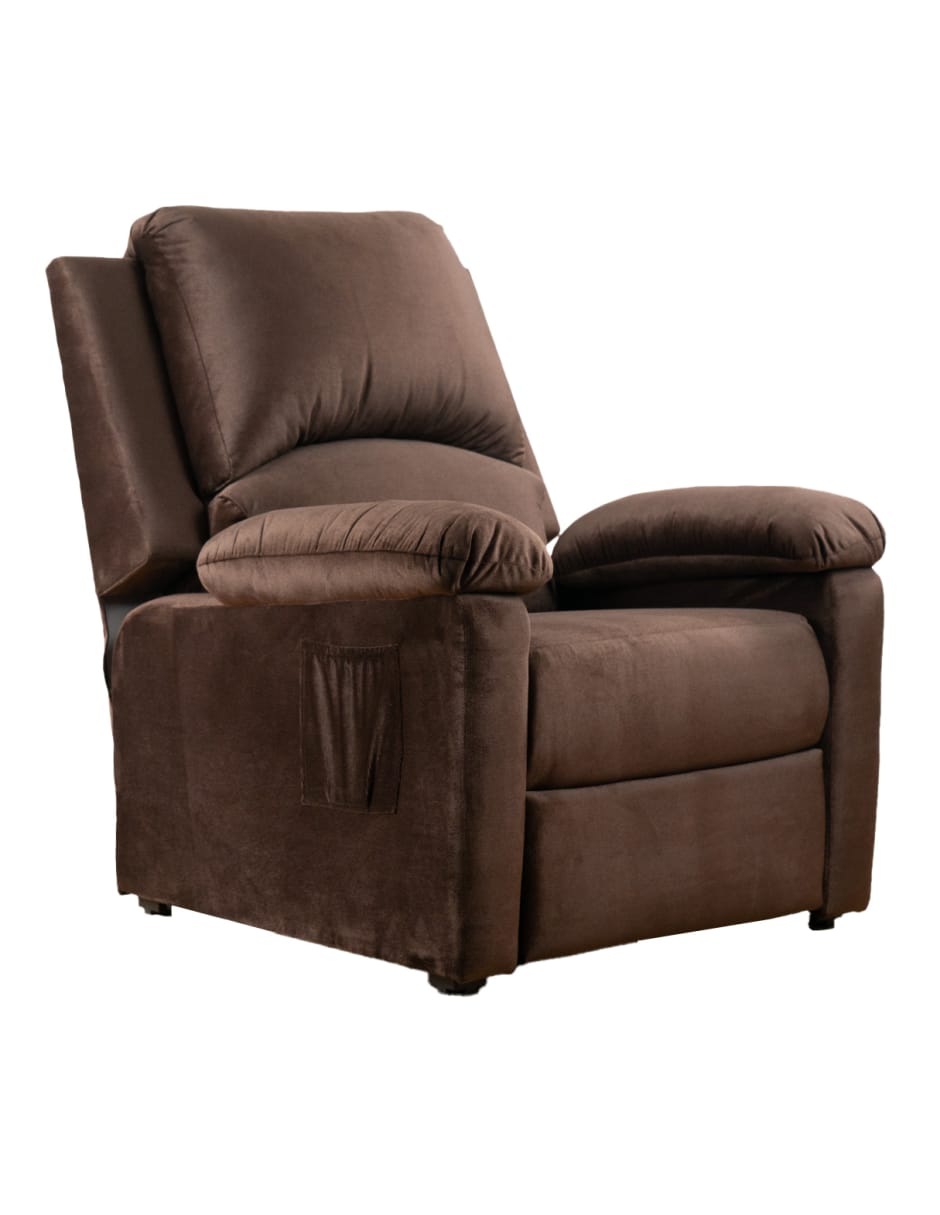 Sillón Reclinable Boston con 3 Posiciones y Bolsillo Lateral, Chocolate