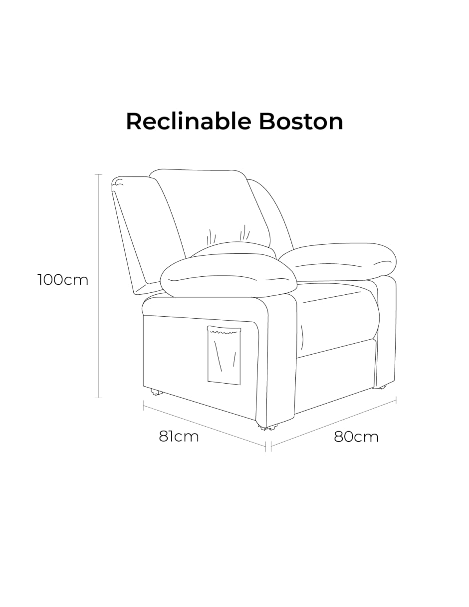Sillón Reclinable Boston con 3 Posiciones y Bolsillo Lateral, Chocolate