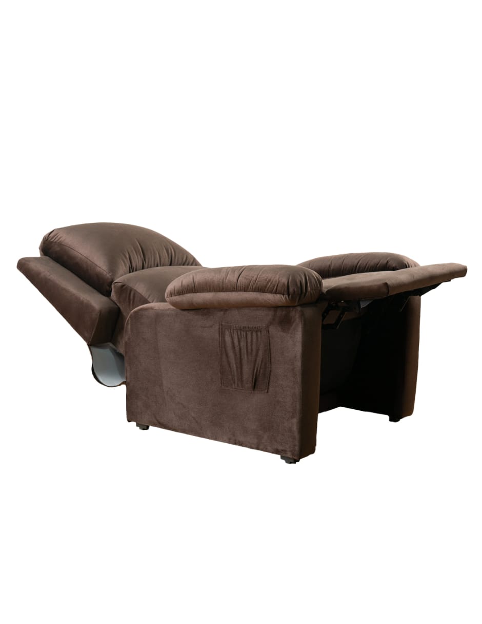 Sillón Reclinable Boston con 3 Posiciones y Bolsillo Lateral, Chocolate