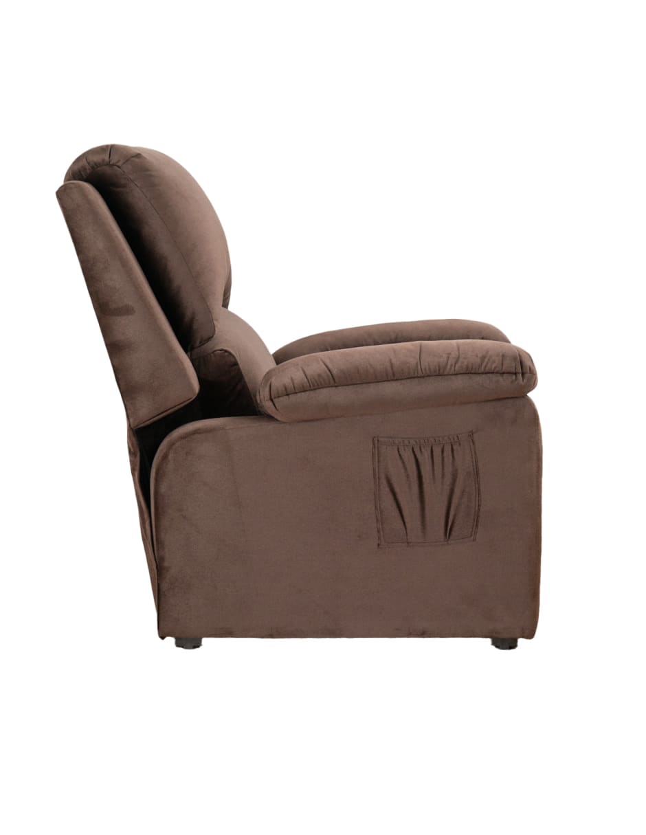 Sillón Reclinable Boston con 3 Posiciones y Bolsillo Lateral, Chocolate