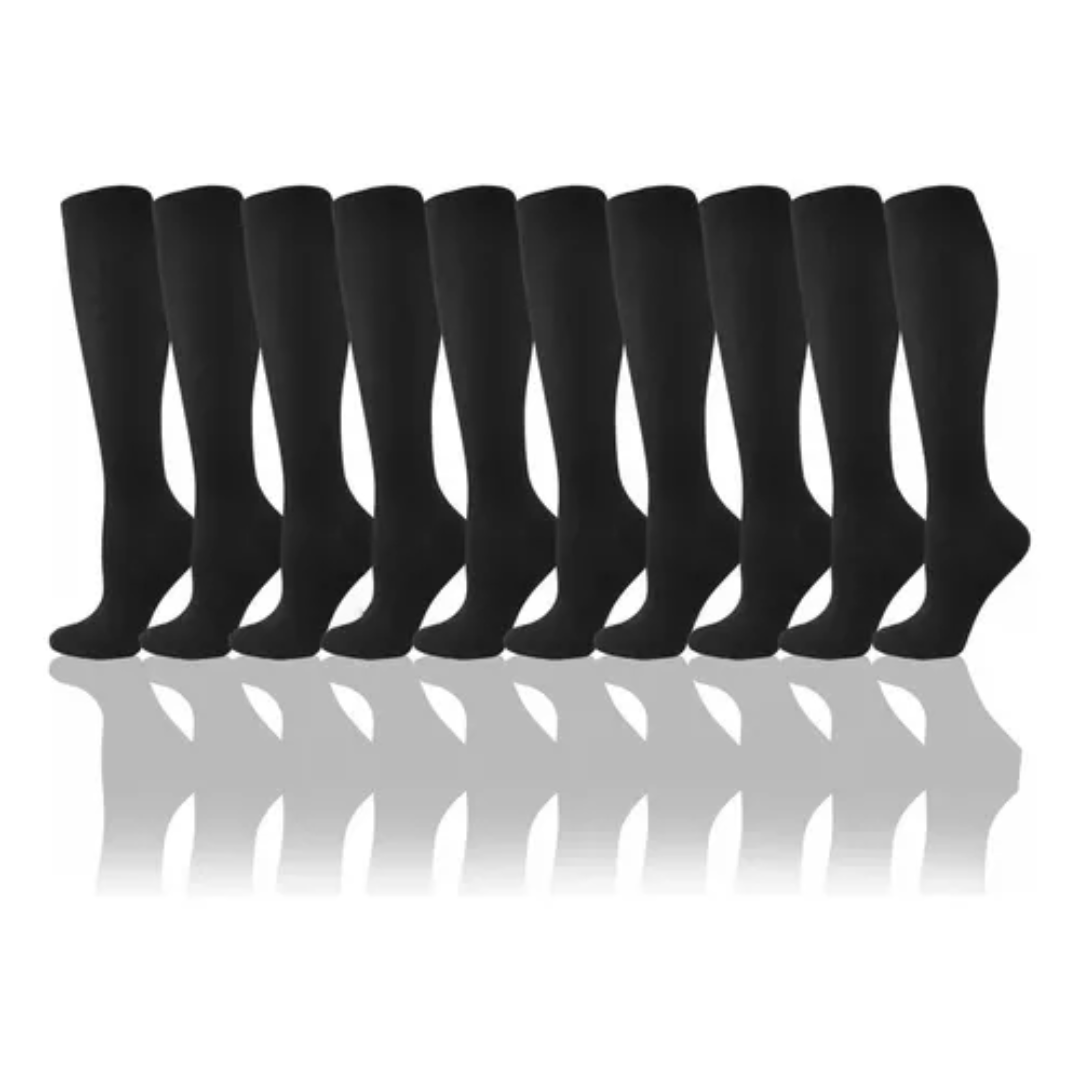 10 Pares de Medias de Compresión - Alivio para Varices y Mejora la Circulación Talla L/XL