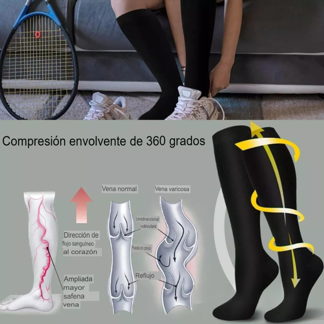10 Pares de Medias de Compresión - Alivio para Varices y Mejora la Circulación Talla L/XL