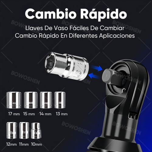 Llave De Impacto Inalámbrico Pistola De Impacto 3/8 2batería Matraca Eléctrica 110V/220V BOWOSHEN