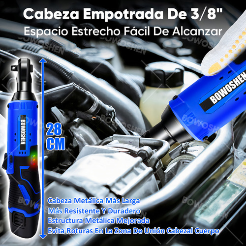 Llave De Impacto Inalámbrico Pistola De Impacto 3/8 2batería Matraca Eléctrica 110V/220V BOWOSHEN