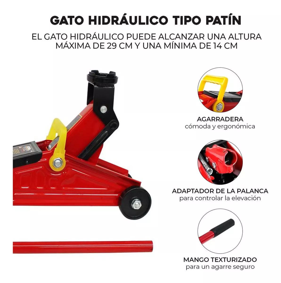 Gato Hidráulico Tipo Patín - Capacidad de 2 Toneladas para Todo Tipo de Vehículos