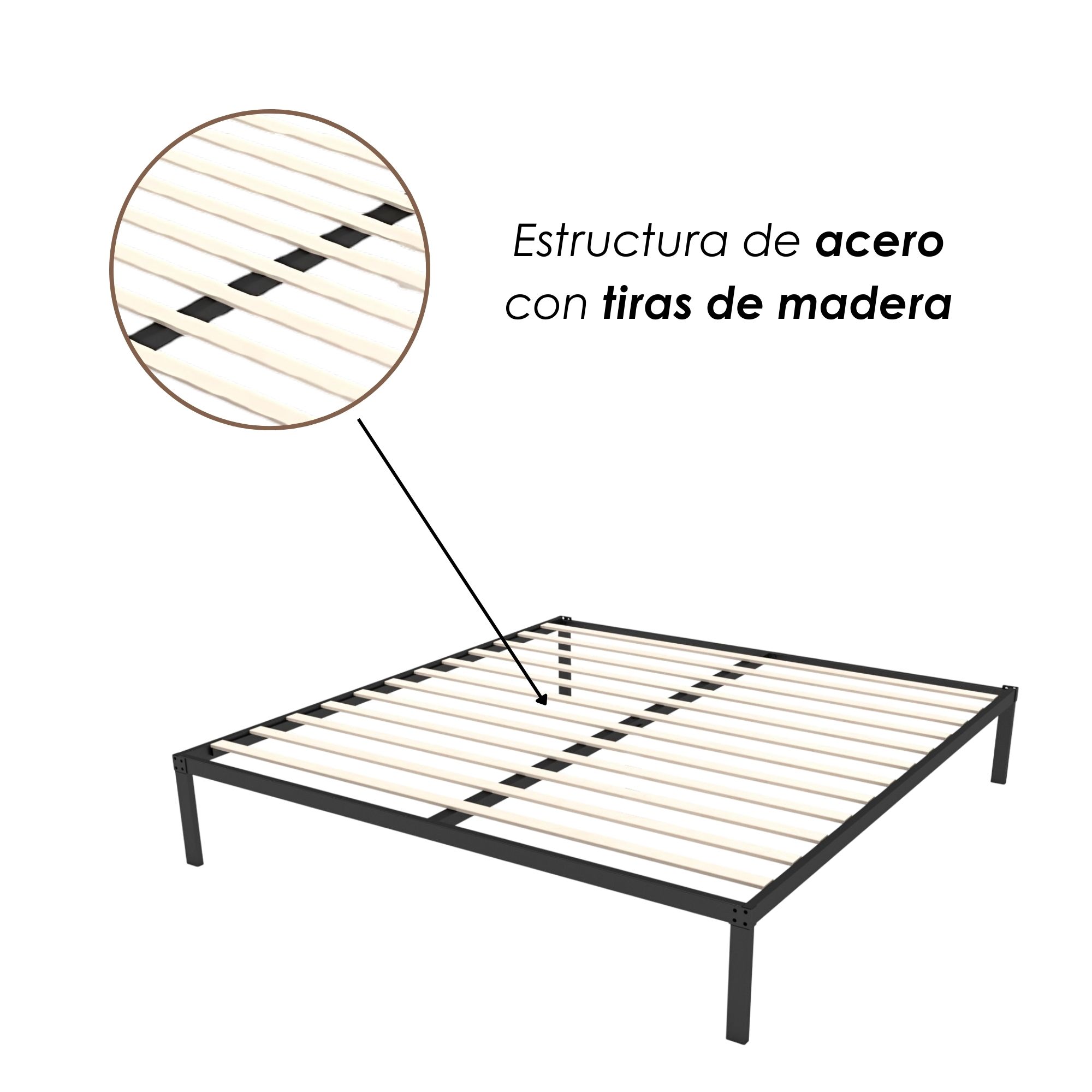 Ilios Innova | Base Cama Matrimonial: Estructura de Acero, Diseño Minimalista