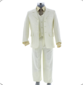 Traje de Niño Tres Piezas Lino Color Hueso 2890 2 a 18 Años.