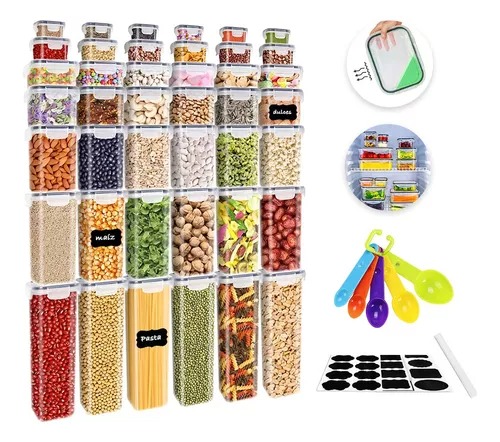 Recipientes Herméticos De Almacenamiento De Cocina 42 Pz Color Transparente Raganet