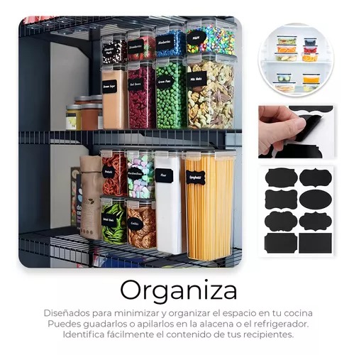 Recipientes Herméticos De Almacenamiento De Cocina 42 Pz Color Transparente Raganet
