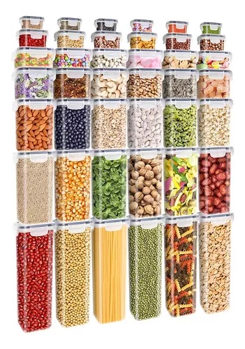 Recipientes Herméticos De Almacenamiento De Cocina 42 Pz Color Transparente Raganet