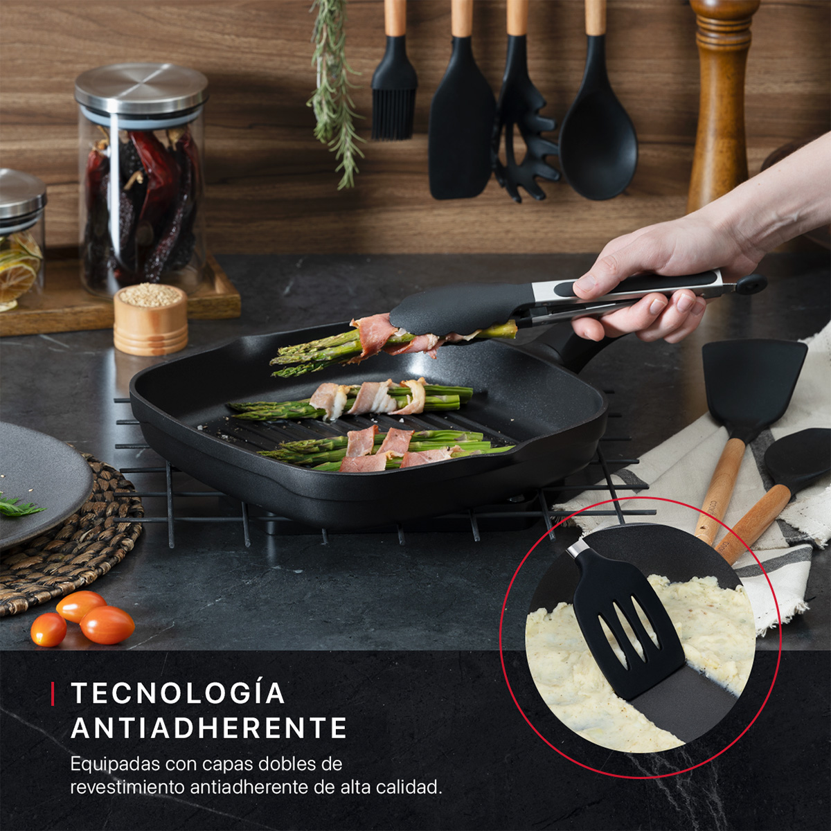 Sartén Grill Con Antiadherente De Aluminio Fundido Comal Negro Cookify.