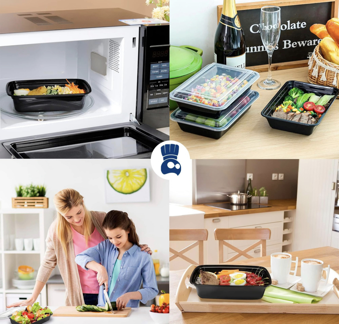 Contenedores Recipientes Para Alimentos Reutilizables 20 Color Negro