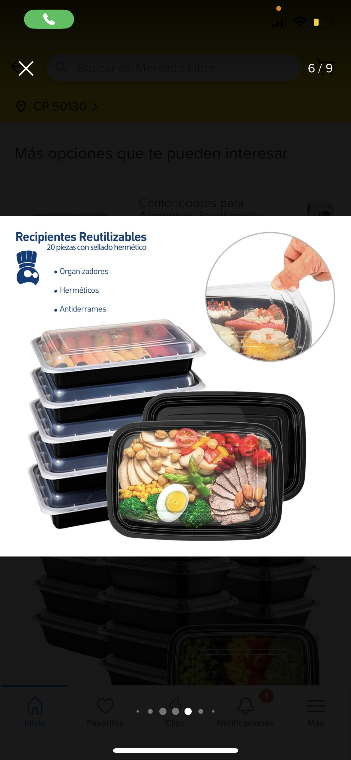 Contenedores Recipientes Para Alimentos Reutilizables 20 Color Negro
