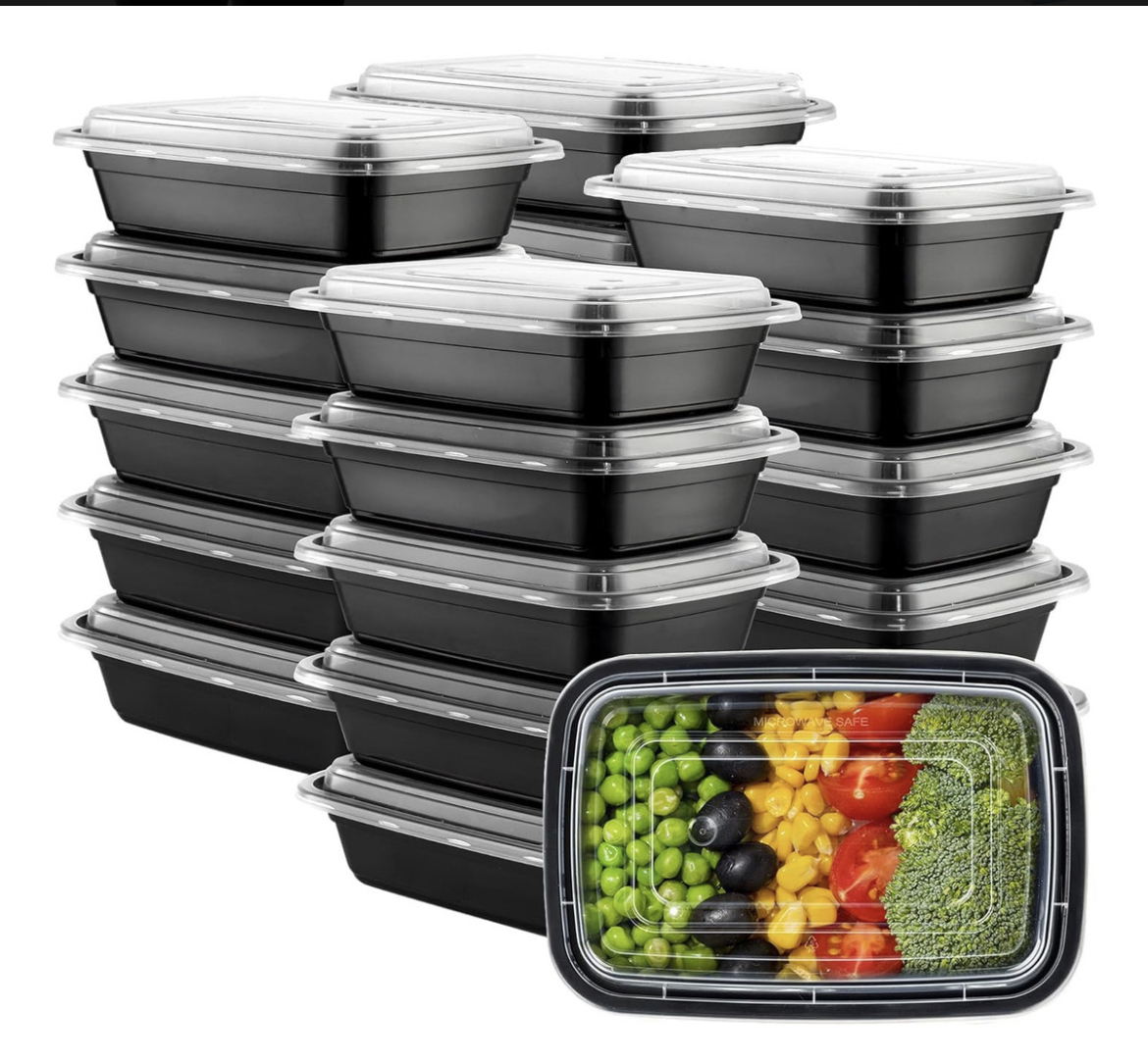 Contenedores Recipientes Para Alimentos Reutilizables 20 Color Negro