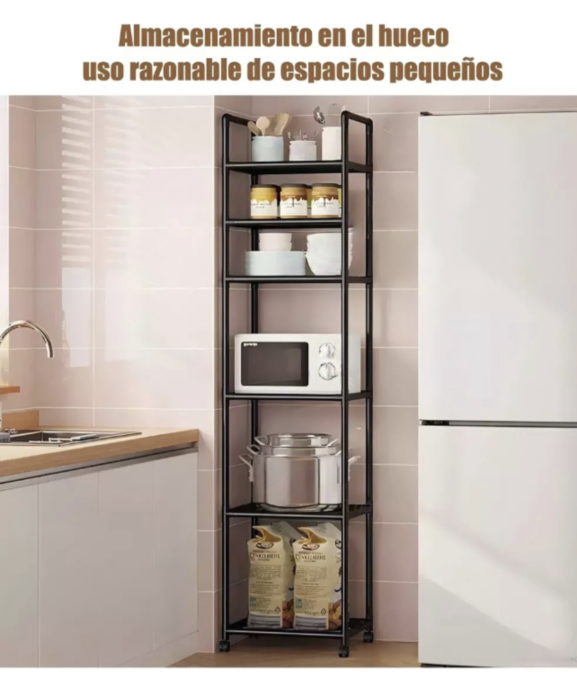 Estante de Almacenamiento de 6 Niveles，Estantes para Cocina con Ruedas，Estantería de Metal para Almacenamiento