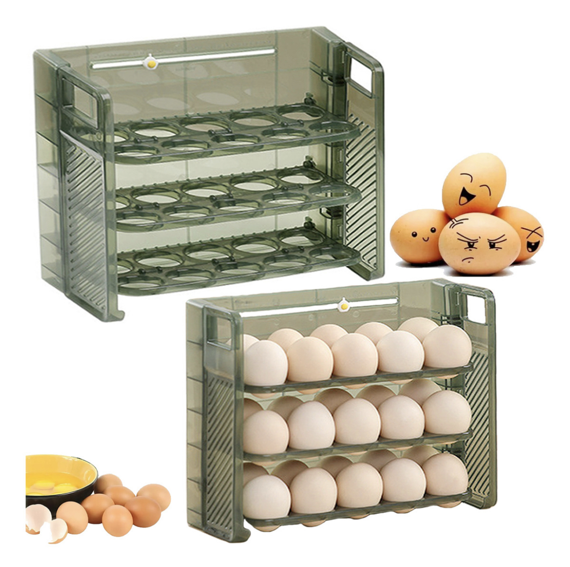 Organizador De Huevos De 3 Niveles Para 60 Huevos,2pz