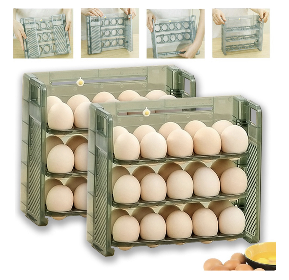 Organizador De Huevos De 3 Niveles Para 60 Huevos,2pz
