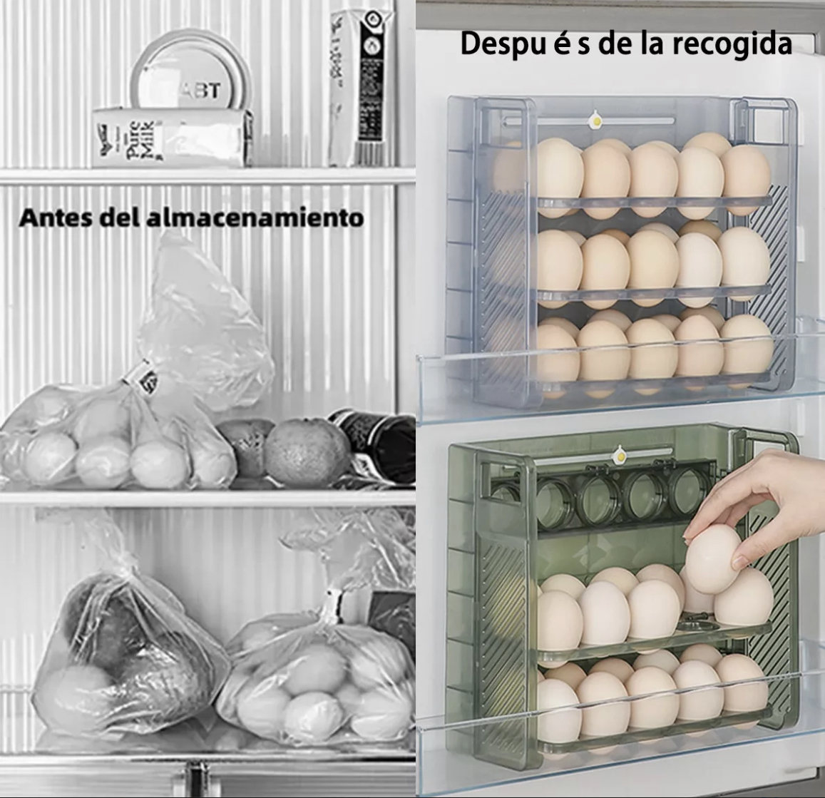 Organizador De Huevos De 3 Niveles Para 60 Huevos,2pz