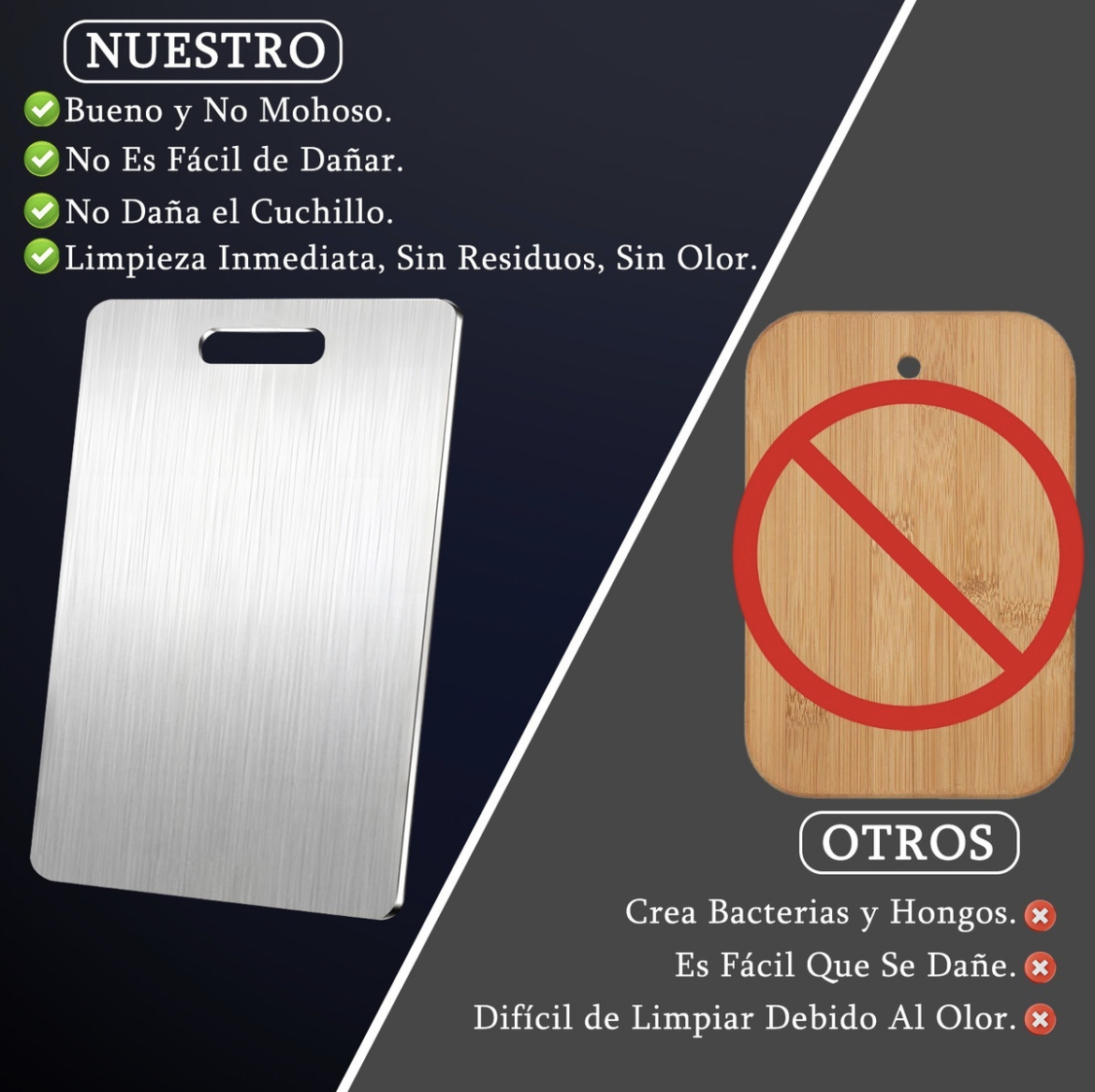 2pzs Tabla De Picar Verduras Frutas Acero Inoxidable Durable, Tabla Para Cortar Con 3 Tallas