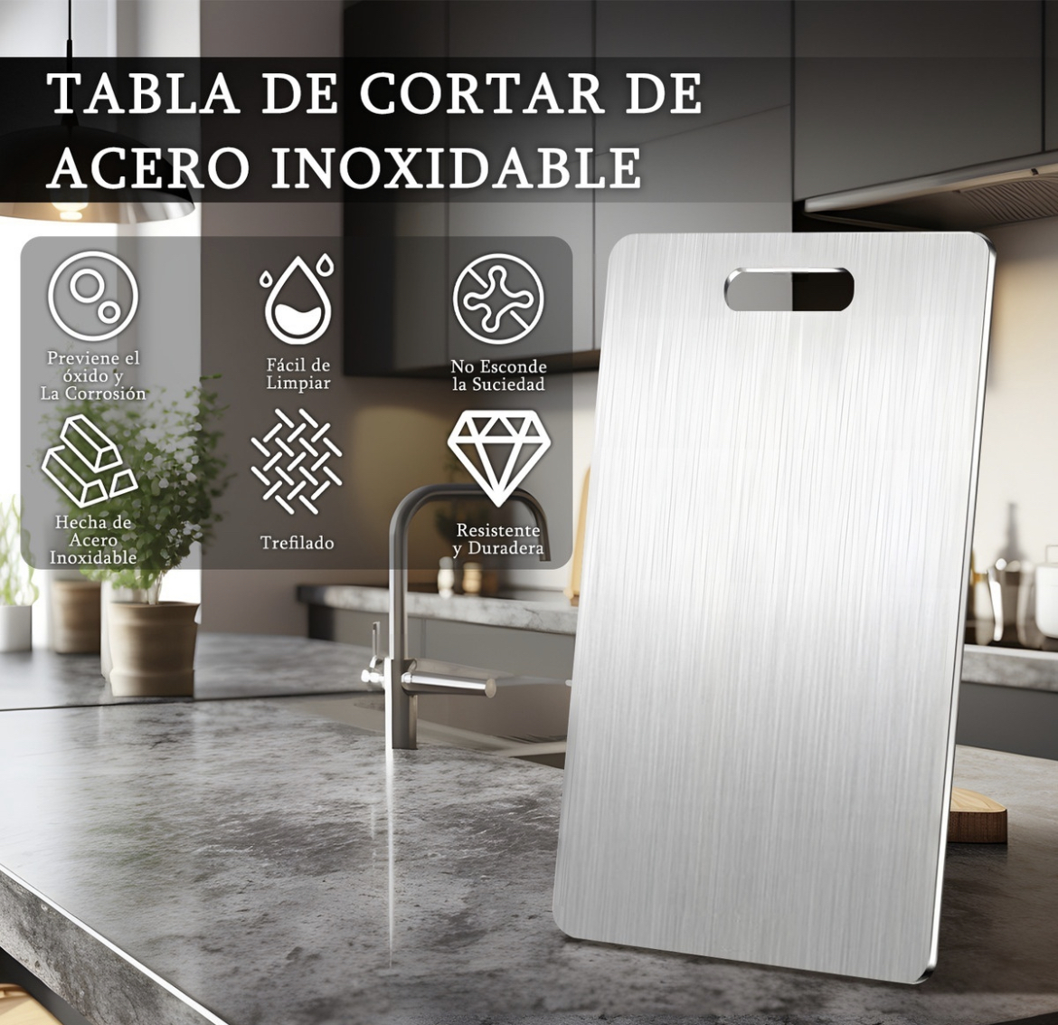 2pzs Tabla De Picar Verduras Frutas Acero Inoxidable Durable, Tabla Para Cortar Con 3 Tallas
