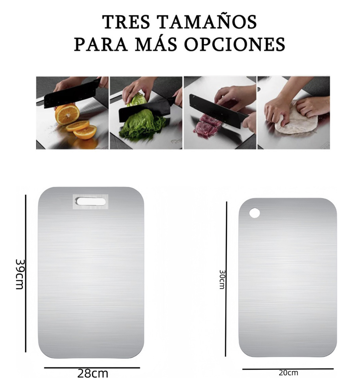 2pzs Tabla De Picar Verduras Frutas Acero Inoxidable Durable, Tabla Para Cortar Con 3 Tallas