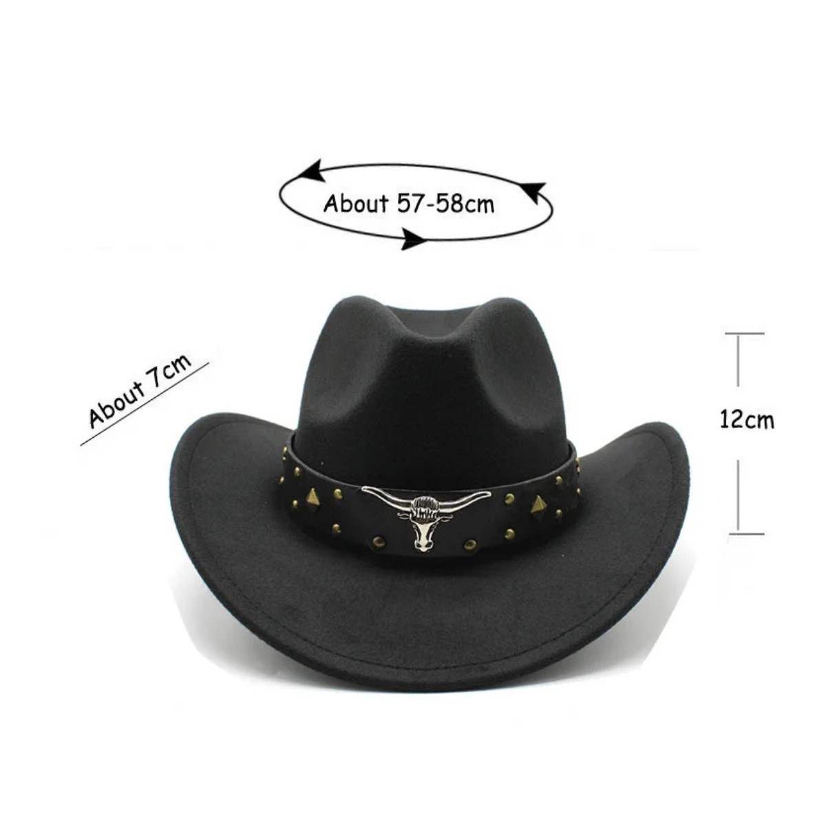 Sombrero vaquero texana negro tela toro lana hombre mujer gorro cinturón gorra cadena protección