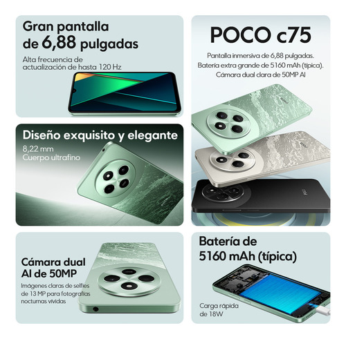 Celular Xiaomi Poco C75 256gb Rom 8gb Ram Black