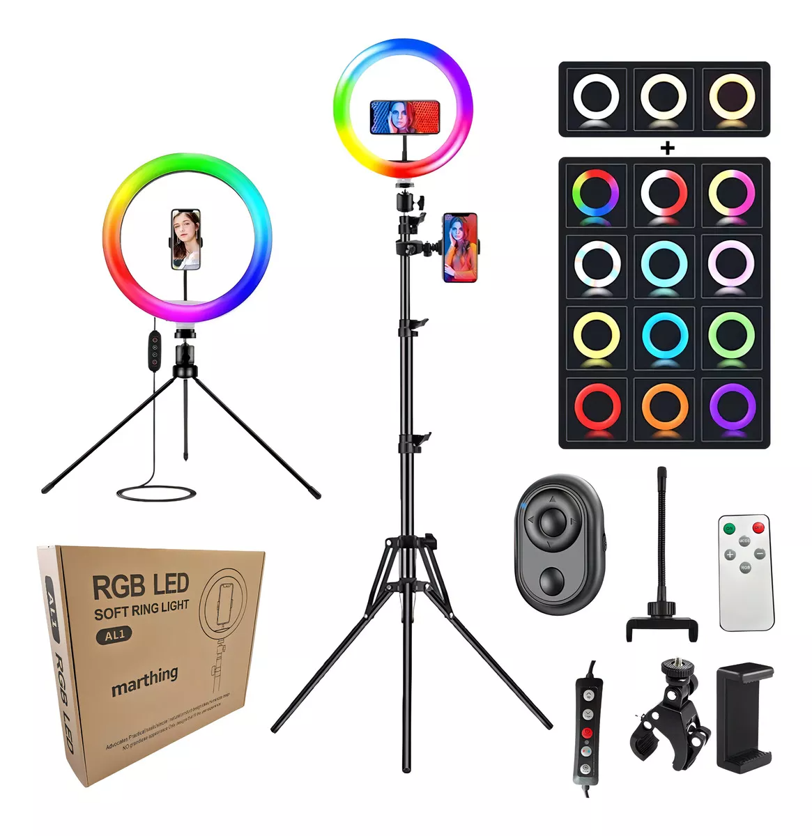 Aro Luz Led Profesional Tripie Maquillaje Video Fotografia Color De La Estructura Negro