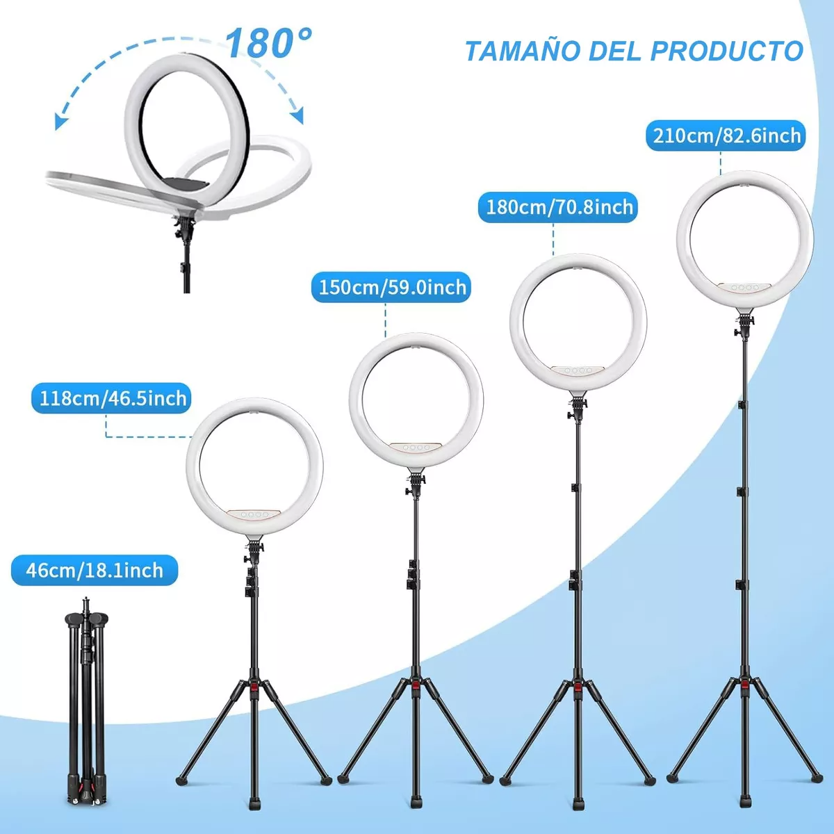 Aro De Luz Led Profesional 18 Pulgadas(45cm) Con 2.1m Tripie